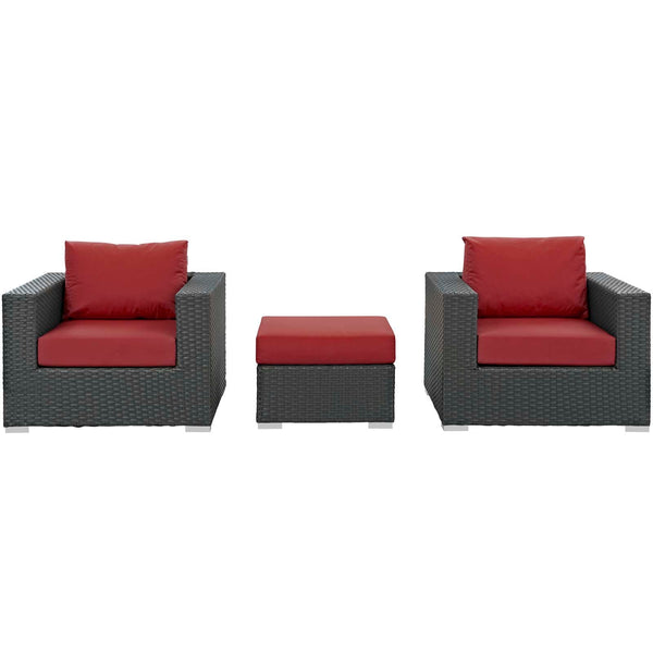 Modway Sojourn 3 Piece Outdoor Patio Sunbrella Sectional Set - EEI-1891 | Outdoor Sofas, Loveseats & Sectionals | Modishstore-24
