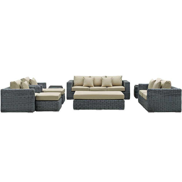 Modway Summon 9 Piece Outdoor Patio Sectional Set | Outdoor Sofas, Loveseats & Sectionals | Modishstore-8