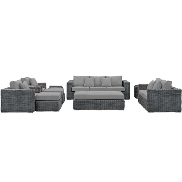 Modway Summon 9 Piece Outdoor Patio Sectional Set | Outdoor Sofas, Loveseats & Sectionals | Modishstore-30