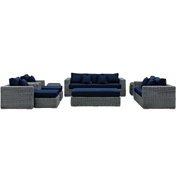 Modway Summon 9 Piece Outdoor Patio Sectional Set | Outdoor Sofas, Loveseats & Sectionals | Modishstore-11