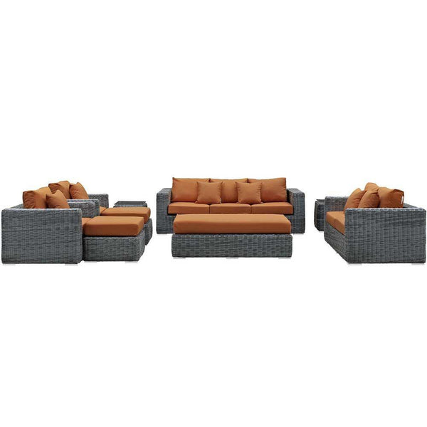 Modway Summon 9 Piece Outdoor Patio Sectional Set | Outdoor Sofas, Loveseats & Sectionals | Modishstore-22