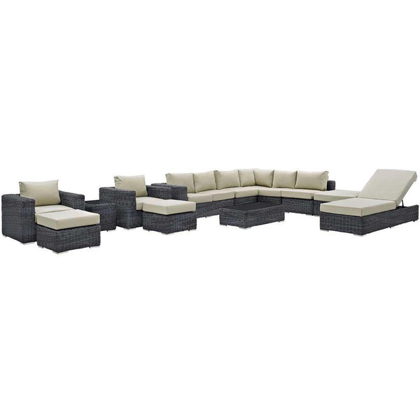Modway Summon 12 Piece Outdoor Patio Sectional Set | Outdoor Sofas, Loveseats & Sectionals | Modishstore-2