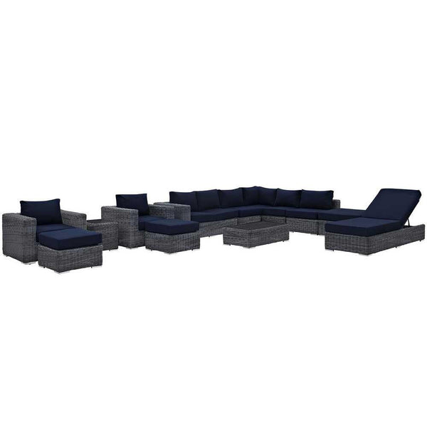 Modway Summon 12 Piece Outdoor Patio Sectional Set | Outdoor Sofas, Loveseats & Sectionals | Modishstore-4