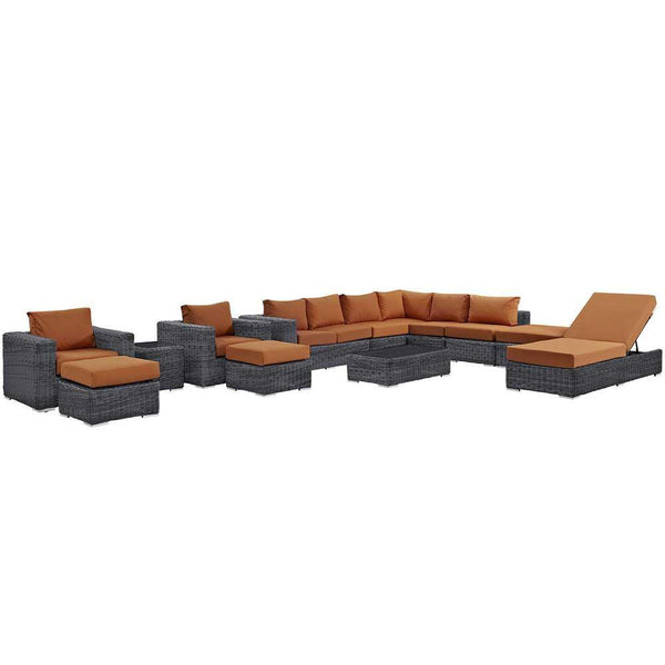 Modway Summon 12 Piece Outdoor Patio Sectional Set | Outdoor Sofas, Loveseats & Sectionals | Modishstore-6
