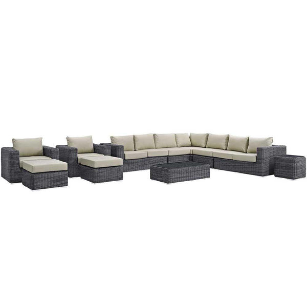 Modway Summon 11 Piece Outdoor Patio Sectional Set | Outdoor Sofas, Loveseats & Sectionals | Modishstore-2