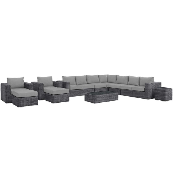 Modway Summon 11 Piece Outdoor Patio Sectional Set | Outdoor Sofas, Loveseats & Sectionals | Modishstore-31