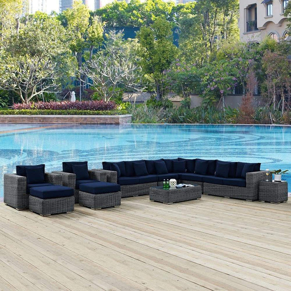 Modway Summon 11 Piece Outdoor Patio Sectional Set | Outdoor Sofas, Loveseats & Sectionals | Modishstore-11