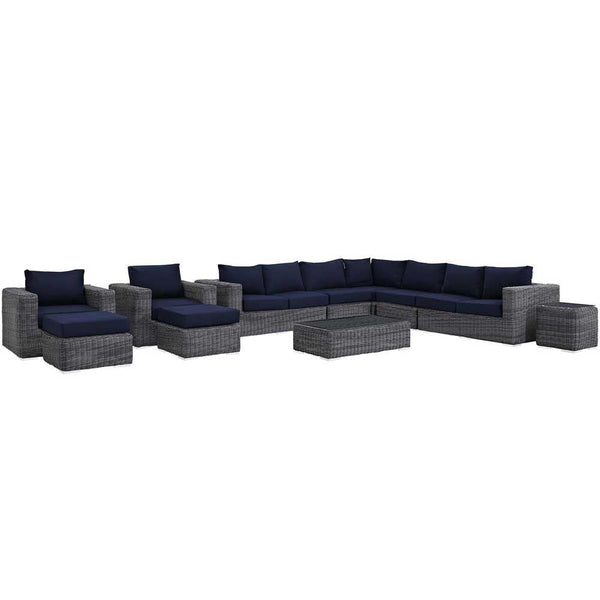 Modway Summon 11 Piece Outdoor Patio Sectional Set | Outdoor Sofas, Loveseats & Sectionals | Modishstore-12