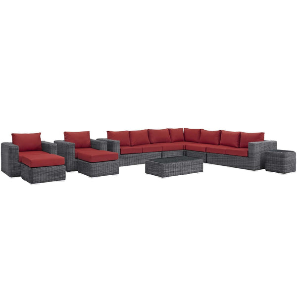 Modway Summon 11 Piece Outdoor Patio Sectional Set | Outdoor Sofas, Loveseats & Sectionals | Modishstore-35