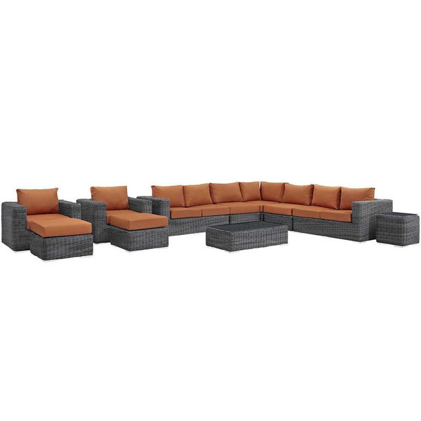 Modway Summon 11 Piece Outdoor Patio Sectional Set | Outdoor Sofas, Loveseats & Sectionals | Modishstore-22