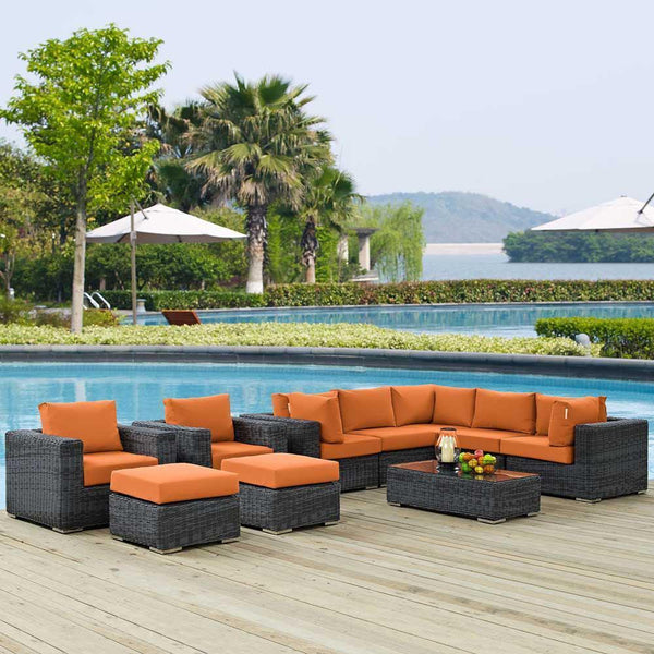 Modway Summon 10 Piece Outdoor Patio Sectional Set | Outdoor Sofas, Loveseats & Sectionals | Modishstore-20