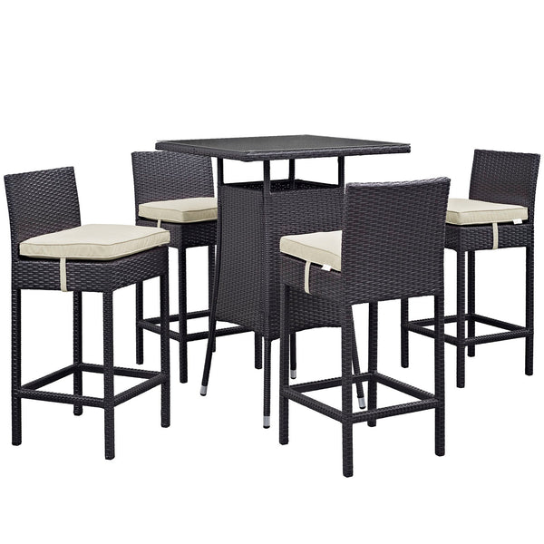 Modway Convene 5 Piece Outdoor Patio Pub Set - Small Bar Table | Outdoor Dining Set | Modishstore-20