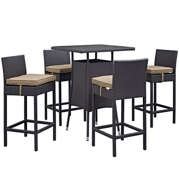 Modway Convene 5 Piece Outdoor Patio Pub Set - Small Bar Table | Outdoor Dining Set | Modishstore-19