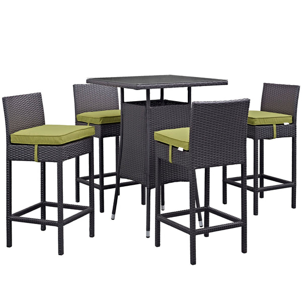 Modway Convene 5 Piece Outdoor Patio Pub Set - Small Bar Table | Outdoor Dining Set | Modishstore-17
