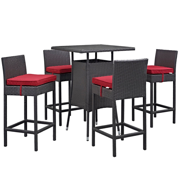 Modway Convene 5 Piece Outdoor Patio Pub Set - Small Bar Table | Outdoor Dining Set | Modishstore-16