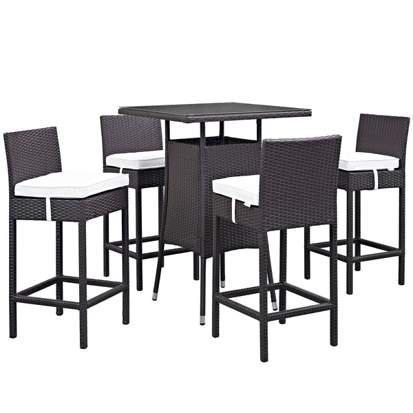 Modway Convene 5 Piece Outdoor Patio Pub Set - Small Bar Table | Outdoor Dining Set | Modishstore-14