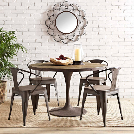Modway Drive 48" Round Wood Top Dining Table - Brown | Dining Tables | Modishstore