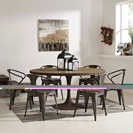 Modway Drive 60" Round Wood Top Dining Table - Brown | Dining Tables | Modishstore