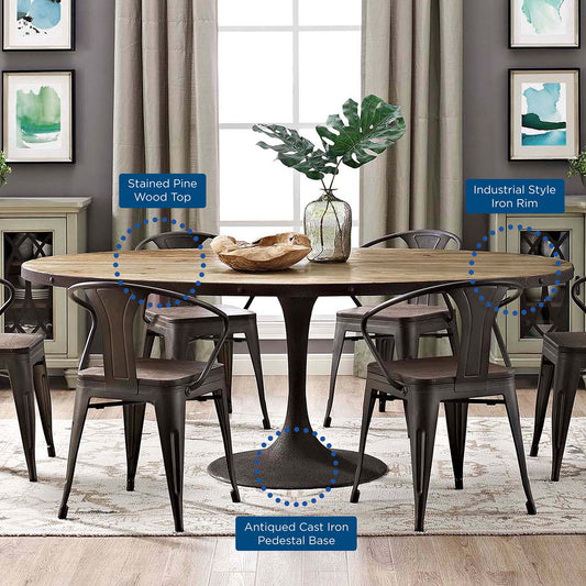 Modway Drive 78" Oval Wood Top Dining Table - Brown | Dining Tables | Modishstore