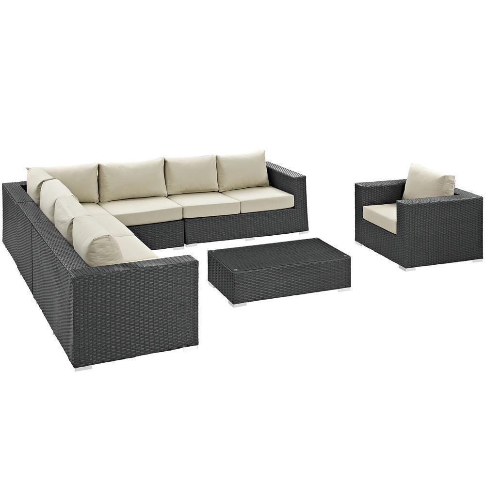 Modway Sojourn 7 Piece Outdoor Patio Sunbrella Sectional Set - EEI-2013 | Outdoor Sofas, Loveseats & Sectionals | Modishstore-5