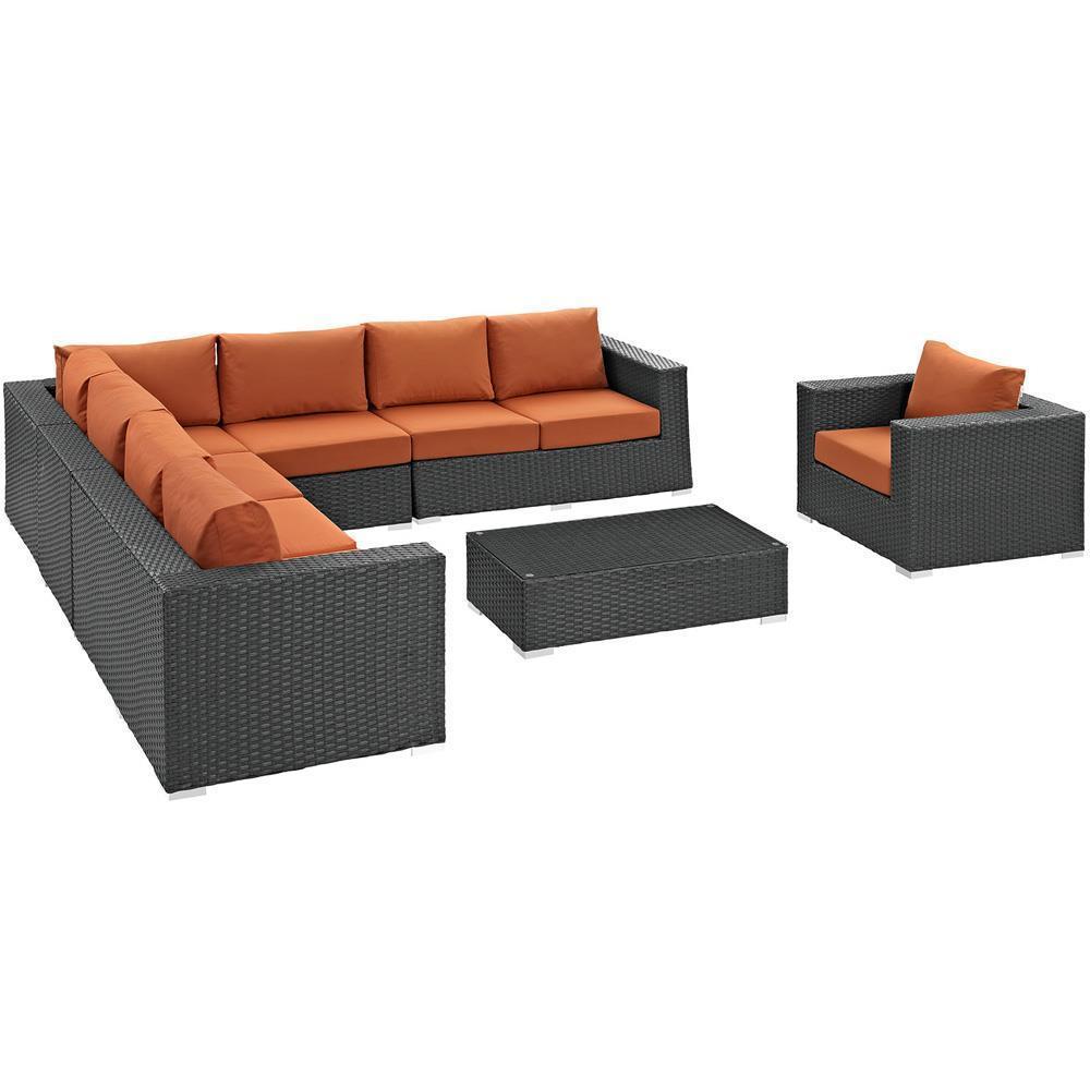 Modway Sojourn 7 Piece Outdoor Patio Sunbrella Sectional Set - EEI-2013 | Outdoor Sofas, Loveseats & Sectionals | Modishstore-22