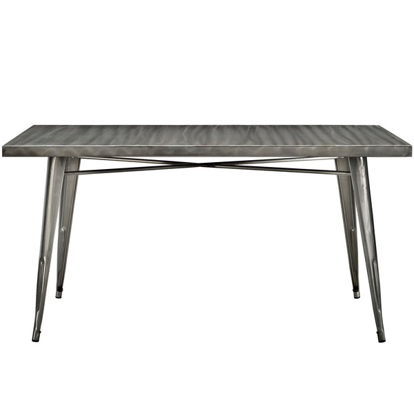Modway Alacrity Rectangle Metal Dining Table - Gunmetal | Dining Tables | Modishstore-2