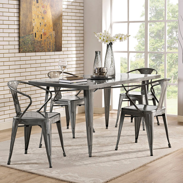 Modway Alacrity Rectangle Metal Dining Table - Gunmetal | Dining Tables | Modishstore