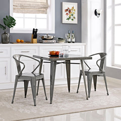 Modway Alacrity Square Metal Dining Table - Gunmetal