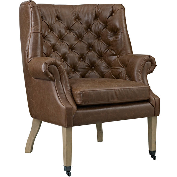 Modway Chart Upholstered Vinyl Lounge Chair - Brown | Lounge Chairs | Modishstore-4