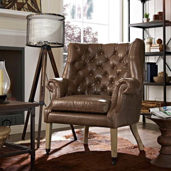 Modway Chart Upholstered Vinyl Lounge Chair - Brown | Lounge Chairs | Modishstore