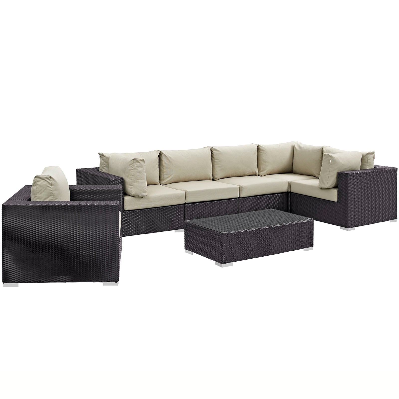 Modway Convene 7 Piece Outdoor Patio Sectional Set - EEI-2157 | Outdoor Sofas, Loveseats & Sectionals | Modishstore-41