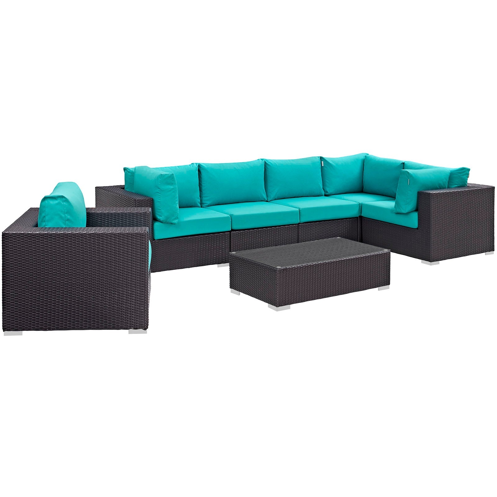 Modway Convene 7 Piece Outdoor Patio Sectional Set - EEI-2157 | Outdoor Sofas, Loveseats & Sectionals | Modishstore-36