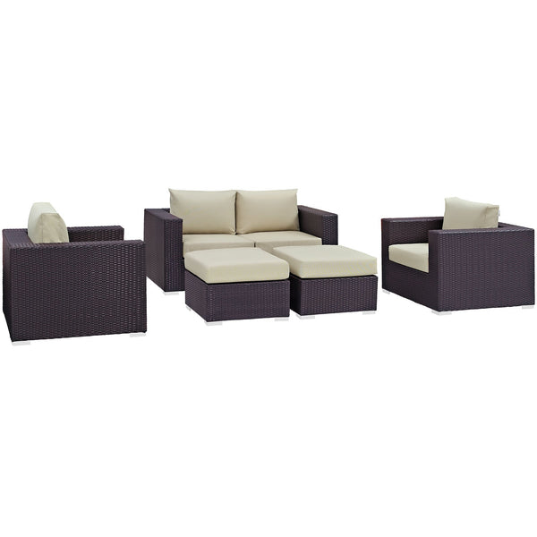 Modway Convene 5 Piece Outdoor Patio Sofa Set | Outdoor Sofas, Loveseats & Sectionals | Modishstore-29
