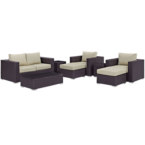 Modway Convene 8 Piece Outdoor Patio Sofa Set | Outdoor Sofas, Loveseats & Sectionals | Modishstore-41