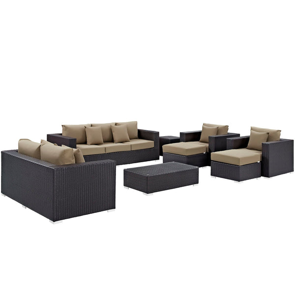 Modway Convene 9 Piece Outdoor Patio Sofa Set - EEI-2161 | Outdoor Sofas, Loveseats & Sectionals | Modishstore-34