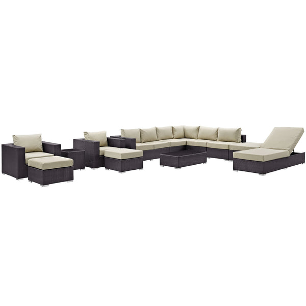 Modway Convene 12 Piece Outdoor Patio Sectional Set | Outdoor Sofas, Loveseats & Sectionals | Modishstore-40