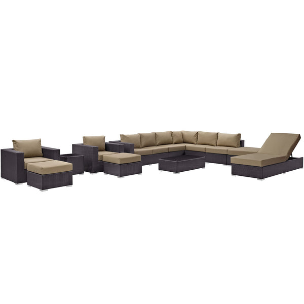Modway Convene 12 Piece Outdoor Patio Sectional Set | Outdoor Sofas, Loveseats & Sectionals | Modishstore-39