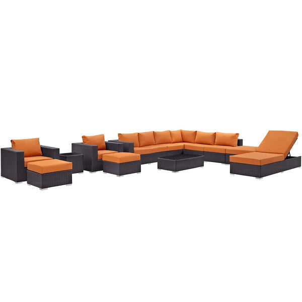 Modway Convene 12 Piece Outdoor Patio Sectional Set | Outdoor Sofas, Loveseats & Sectionals | Modishstore-38