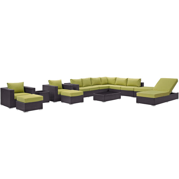 Modway Convene 12 Piece Outdoor Patio Sectional Set | Outdoor Sofas, Loveseats & Sectionals | Modishstore-37