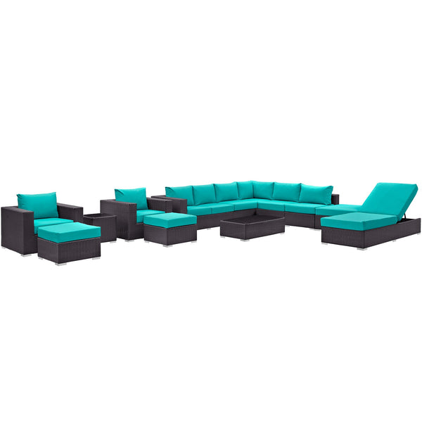Modway Convene 12 Piece Outdoor Patio Sectional Set | Outdoor Sofas, Loveseats & Sectionals | Modishstore-35