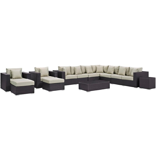Modway Convene 11 Piece Outdoor Patio Sectional Set | Outdoor Sofas, Loveseats & Sectionals | Modishstore-41