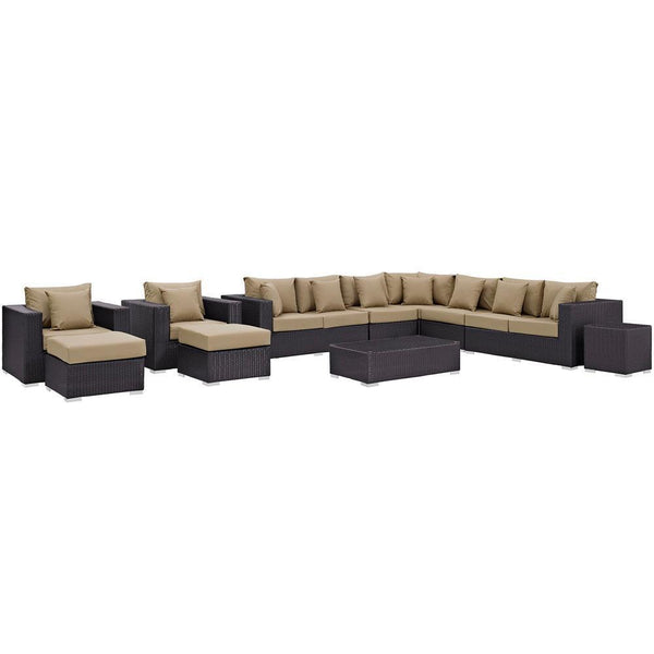 Modway Convene 11 Piece Outdoor Patio Sectional Set | Outdoor Sofas, Loveseats & Sectionals | Modishstore-42