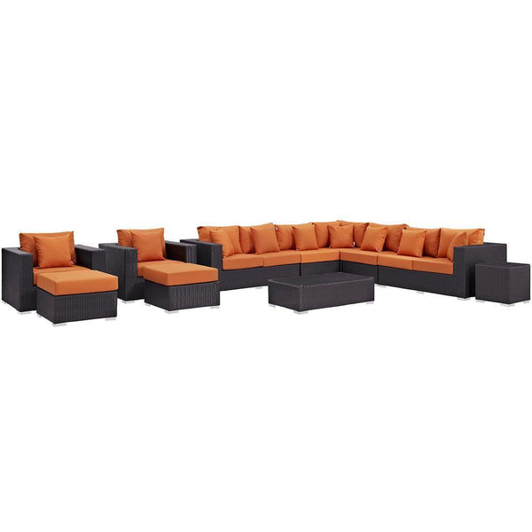Modway Convene 11 Piece Outdoor Patio Sectional Set | Outdoor Sofas, Loveseats & Sectionals | Modishstore-43