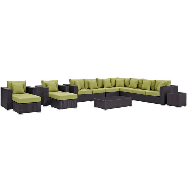 Modway Convene 11 Piece Outdoor Patio Sectional Set | Outdoor Sofas, Loveseats & Sectionals | Modishstore-44