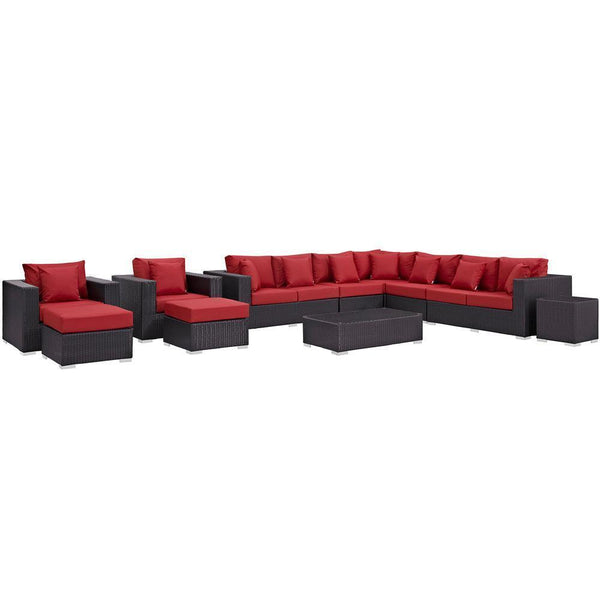 Modway Convene 11 Piece Outdoor Patio Sectional Set | Outdoor Sofas, Loveseats & Sectionals | Modishstore-3