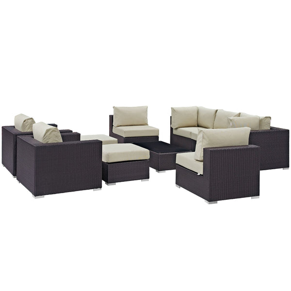 Modway Convene 10 Piece Outdoor Patio Sectional Set | Outdoor Sofas, Loveseats & Sectionals | Modishstore-27