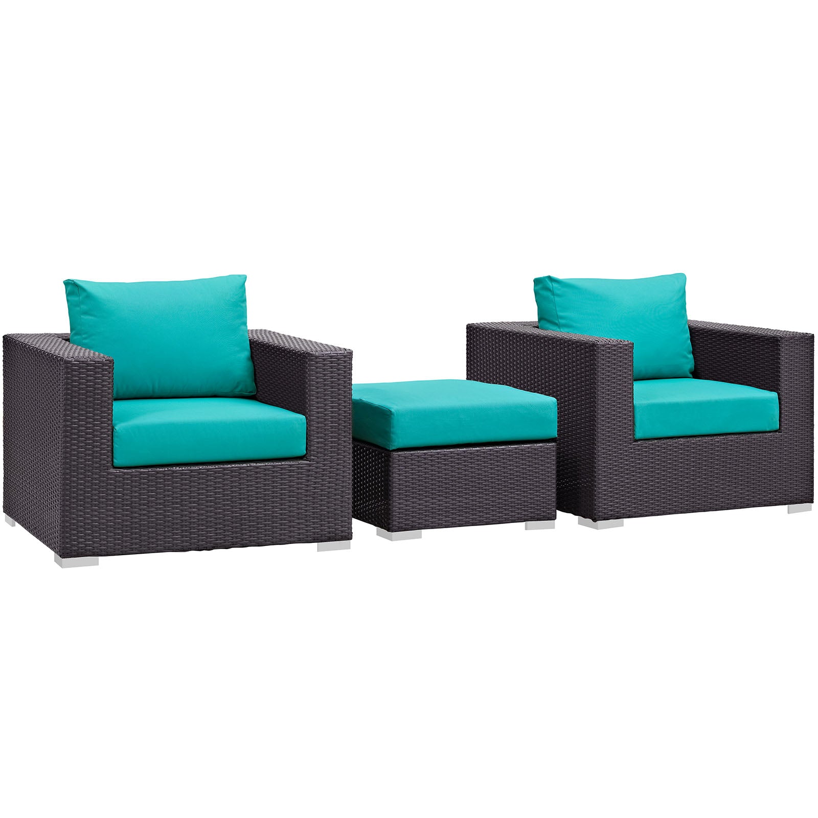 Modway Convene 3 Piece Outdoor Patio Ottoman & Armchair Set - EEI-2174 | Outdoor Sofas, Loveseats & Sectionals | Modishstore-21