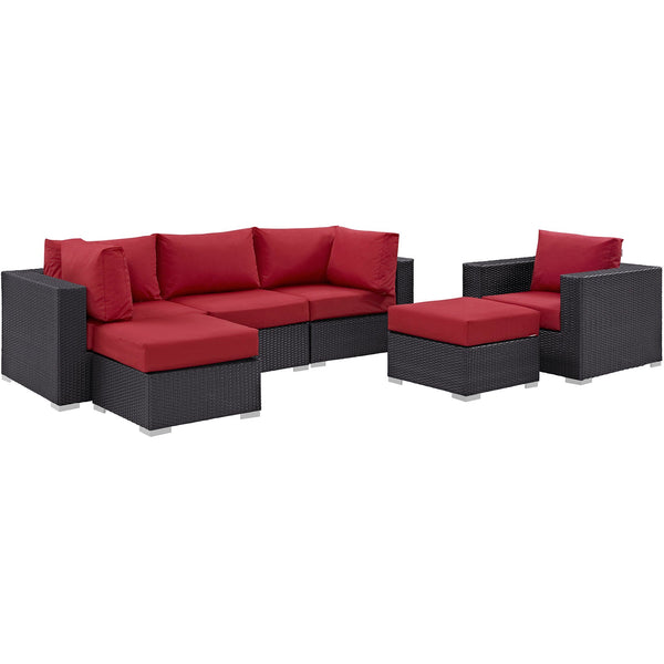 Modway Convene 6 Piece Outdoor Patio Sectional Set - EEI-2207 | Outdoor Sofas, Loveseats & Sectionals | Modishstore-33