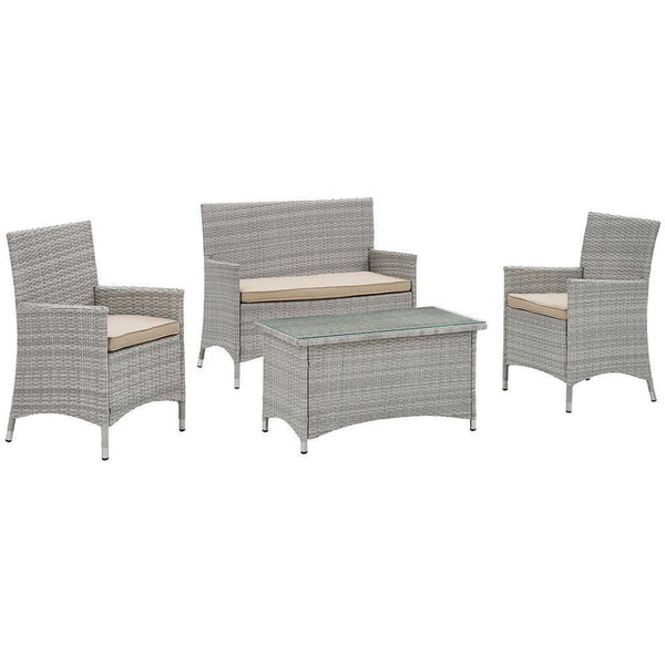 Modway Bridge 4 Piece Outdoor Patio Rattan Conversation Set | Outdoor Sofas, Loveseats & Sectionals | Modishstore-2