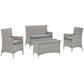 Modway Bridge 4 Piece Outdoor Patio Rattan Conversation Set | Outdoor Sofas, Loveseats & Sectionals | Modishstore-43